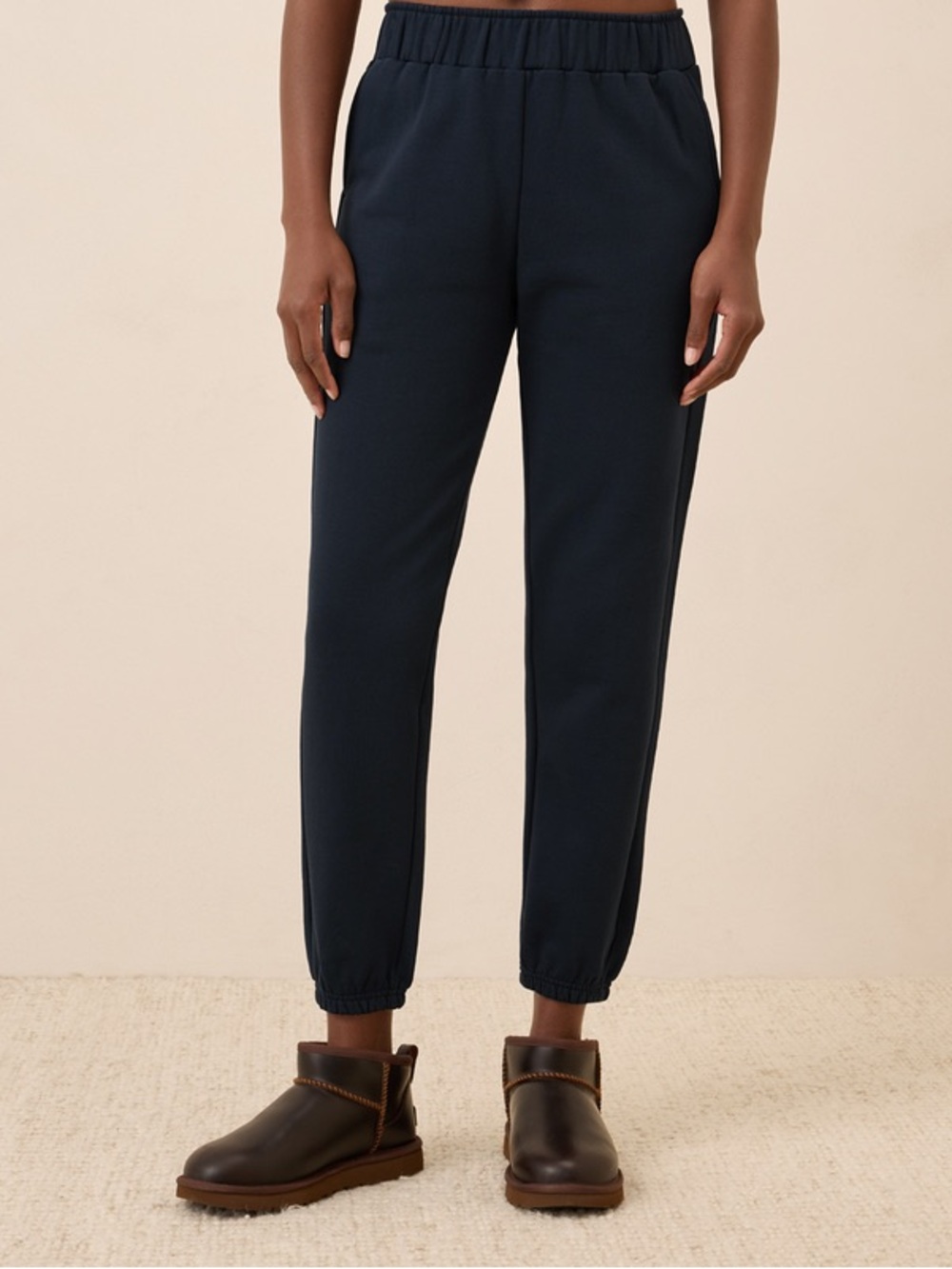NEW Pact Brushed Fleece sweatpants joggers blue organic cotton minimalist Size S